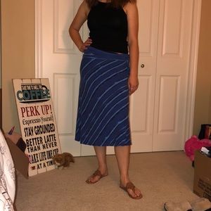 midi blue striped skirt